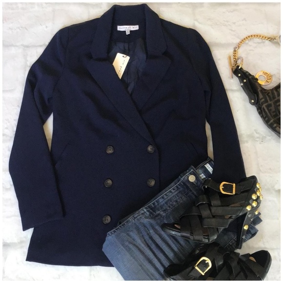 CURRENT AIR Anthro Modern Classic Chic Navy Blazer - Picture 8 of 8